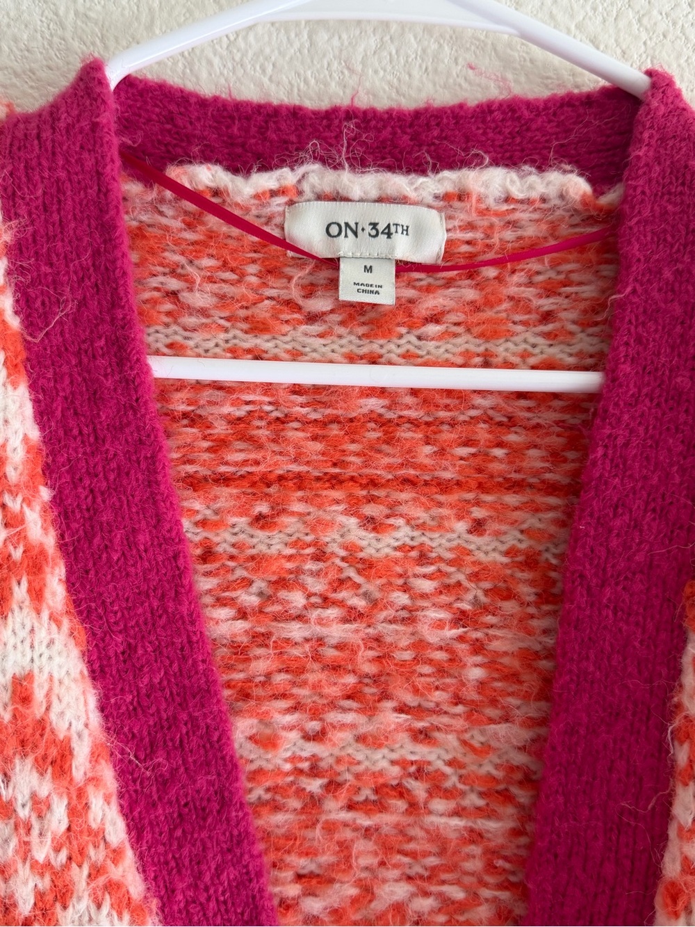 ON 34th Pink and Orange Patterned Button-Up Cardigan - Picture 2 of 3